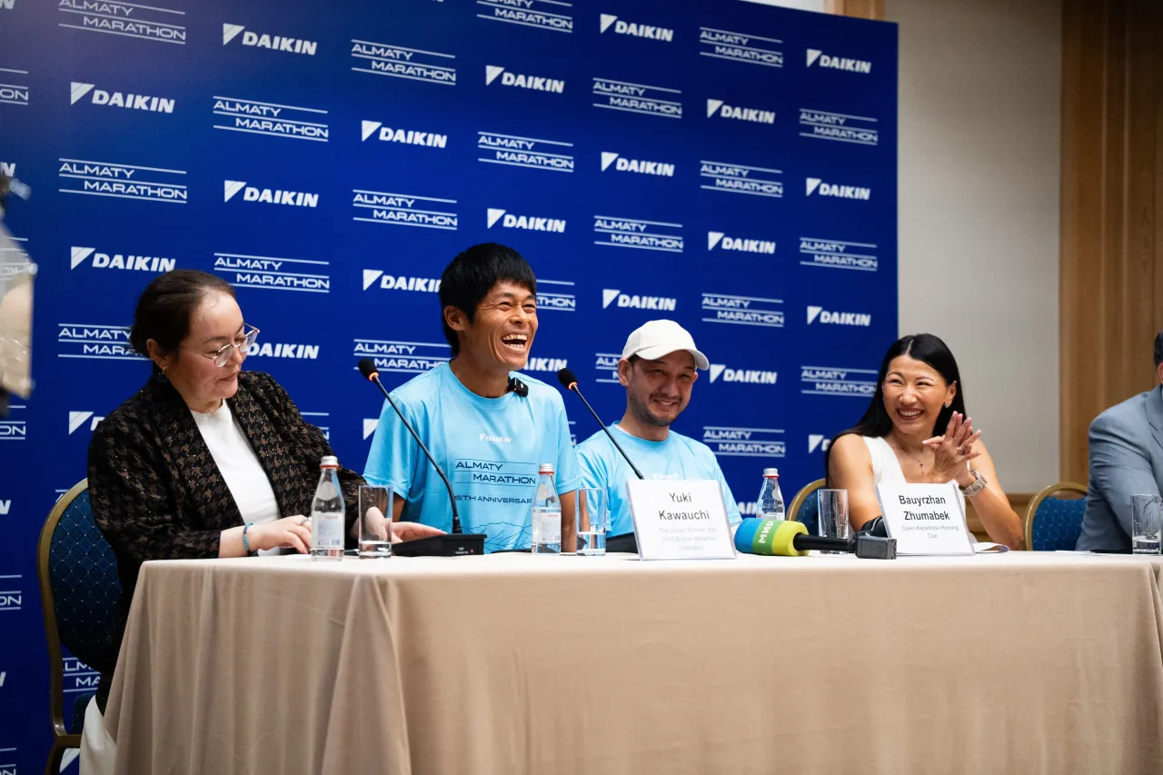 Пресс-конференция с участием Юки Каваучи. Фото: almaty-marathon.kz