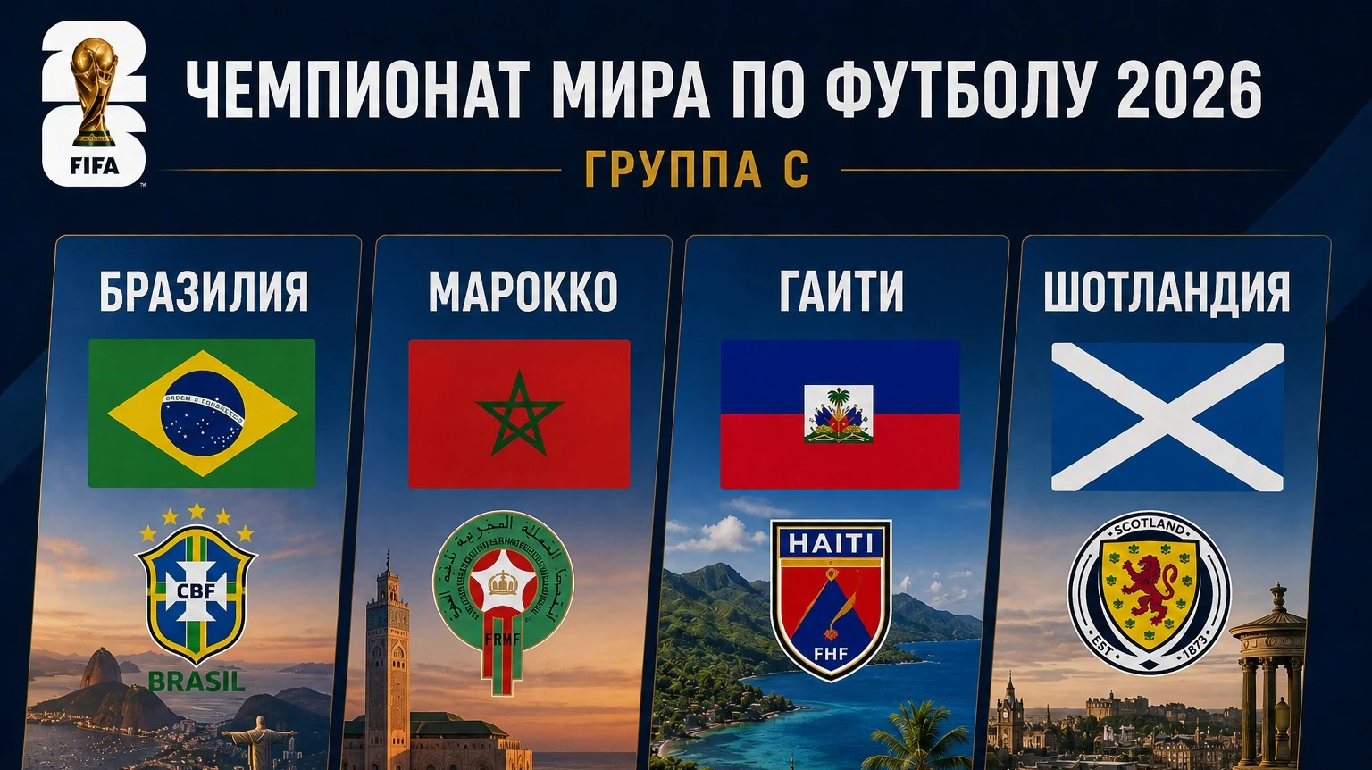 ГРУППА С: Бразилия, Марокко, Гаити, Шотландия