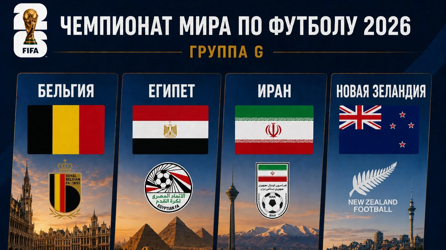 ГРУППА G: Бельгия, Египет, Иран, Новая Зеландия